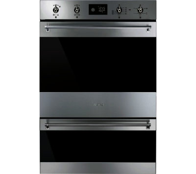 SMEG  Classic DOSP6390X Electric Double Oven - Black Glass & Stainless Steel